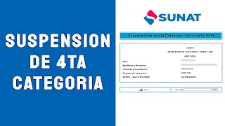 Solicitar Suspensión de Cuarta Categoría 2024  SUNAT [upl. by Emelun]