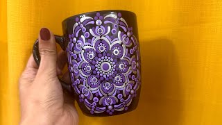 Dot Mandala Mug step by step tutorial for beginners 💜🤍 [upl. by Attalanta464]