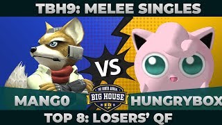 Mang0 vs Hungrybox  Top 8 Winners Semifinals Melee Singles  TBH9  Marth vs Fox [upl. by Gonsalve431]