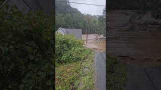 Burnsville NC flood House floating away [upl. by Lesiram67]