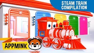 appMink Steam Train Compilation  Kids Learn Color Shape amp Letters  Number Learning for kids [upl. by Aneis]