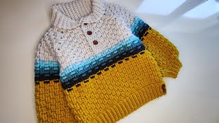 Crochet 70 How to crochet boys quotOctoberquot sweater  pullover Part 2 [upl. by Rednav551]