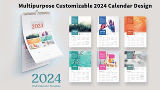 Multipurpose Customizable 2024 Calendar Design Download In PSD Files Sheri SK [upl. by Nilahs]