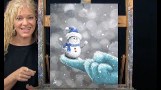 Learn How to Draw and Paint with Acrylics CUTEST SNOWMAN 3 Beginner Acrylic Painting Tutorial [upl. by Barty]