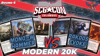 MTG Modern  MonoWhite Hammer vs Rakdos Evoke  SCGCON Columbus Modern 20k  Round 6 [upl. by Nerita]