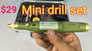 Mini drill set review  Drilling Cutting Sharpening Grinding tool set [upl. by Atinas248]