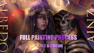 GRAYSCALE TO COLOR Digital painting process full version ep 9 Photoshop Overlord King amp Queen [upl. by Joana]