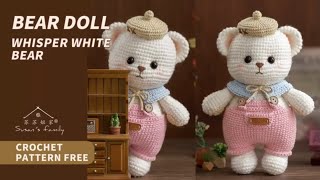 【EN2297】Crochet Bear DollWhisper White Bear  Susans Family [upl. by Nairoc]