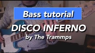 Disco Inferno by The Trammps bass line  How to play  normal and slowed down [upl. by Selrhc]