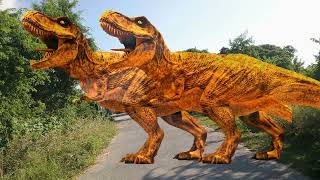 T rex chase dinosaur jurassictrexmonstermonsterparkjurassic dinosaur [upl. by Ettenwad]