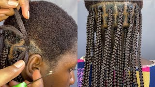 Jinsi ya kusuka VITUNGUUmabutu ya rasta kwenye nywele fupi boxbraids tutorial on short hair [upl. by Uliram]