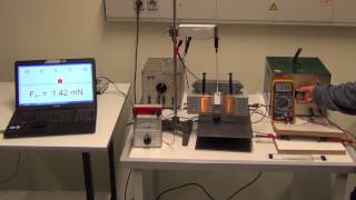 Experiment zur Lorentzkraft Stromwaage Leiterstück 2 cm [upl. by Garlaand]