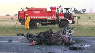 Fatal overtaking collision in Myola near Bendigo 140312 Warning Graphic images [upl. by Ng]