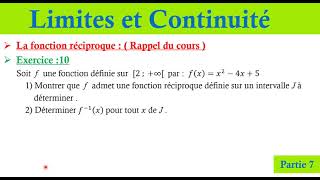 Continuité dune fonction  fonction réciproque  cours et exercice corrigé  2BAC  PC et SVT [upl. by Akenat]