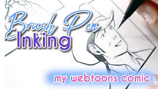 Inking a Webtoon with Brush Pen  comic artist [upl. by Kessiah872]