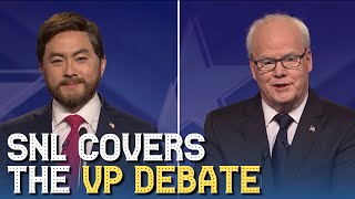 SNLs Vice Presidential Debate With Jim Gaffigans Tim Walz amp Bowen Yangs JD Vance [upl. by Christenson]