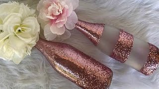 DIY ROSE GOLD and GLITTER WINE BOTTLE CENTERPIECE  Wedding  Baby Shower [upl. by Tresa]