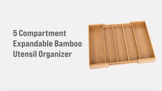 Seville Classics®  5Compartment Expandable Bamboo Utensil Organizer [upl. by Howund]