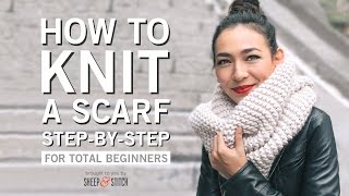 How to Knit a Scarf for Beginners Step By Step [upl. by Adamok]