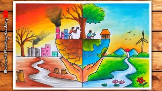 World Environment Day scenery drawing with oil pastel colour [upl. by Atikam235]