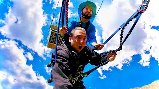 WORLDS BIGGEST ROPE SWING w Matt Rife FELL OUT OF HARNESS [upl. by Nare880]