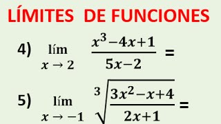 LIMITES DE FUNCIONES  LÍMITES ALGEBRAICOS [upl. by Pheni]