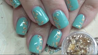 Foil Nails Teal  Mint amp Gold Nail Tutorial [upl. by Oloapnaig]