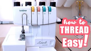 EASY How To Thread Brother 1034D Serger [upl. by Oloap]