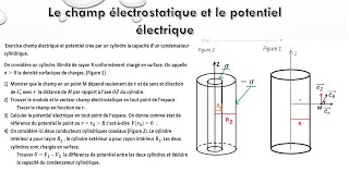 Exercice champ électrique et potentiel crée par un cylindre la capacité d’un condensateur [upl. by Nellir714]