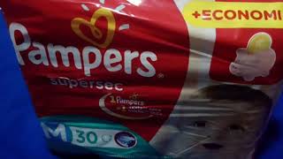 Resenha fralda Pampers supersec pacote vermelho [upl. by Idnic]