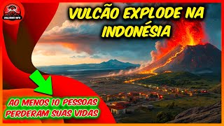 Tragédia na Indonésia vulcão explode e lança bombas de lava a 4 km de distância [upl. by Annaerdna]