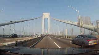 Driving Across The VerrazanoNarrows Bridge in 4k  New York City [upl. by Hillel]