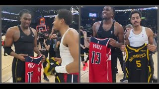 Kevon Looney and Jordan Poole swapped jerseys after the Warriors vs Wizards matchup [upl. by Luedtke508]