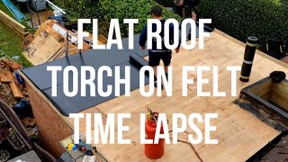 Flat Roof Torch on Felt Installation TIME LAPSE  6m New Extension Roof London England [upl. by Mayne850]