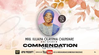 COMMENDATION SERVICE FOR MRS JULIANA OLAYINKA OGUNDARE Nee Kuponiyi [upl. by Yrovi]