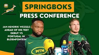 SPRINGBOKS JanHendrik Wessels press conference ahead of Portugal game [upl. by Aneela540]