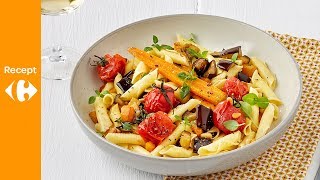 Pasta met gekonfijte tomaten wortel en aubergine pijnboompitten [upl. by Nhabois]