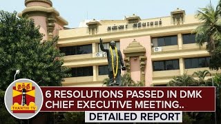 6 Resolutions passed in DMK Chief Executive Meeting  Detailed Report  Thanthi TV [upl. by Modesty]