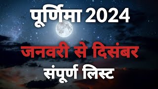 2024 Purnima Date  Purnima Kab Hai  2024 Purnima List  2024 Purnima Calendar  पूर्णिमा 2024 [upl. by Couq]