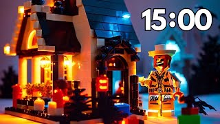 15 Minute Halloween Countdown Timer With Halloween Music  Lego Inspired [upl. by Novick]