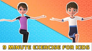 9 Min Exercise For Kids  Home Workout  Kids Exercise [upl. by Alliw]