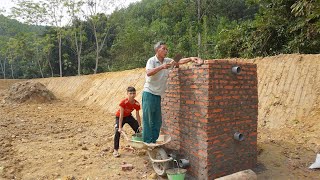 Build a rectangular box and install plastic drainage pipe system at each level  Complete fish pond [upl. by Retnuh]