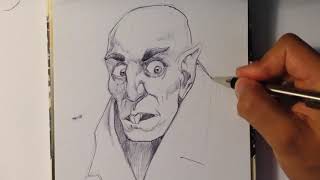 Drawing Nosferatu Vampire  Halloween Drawings [upl. by Zeeba]