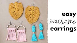 3 Macrame Earrings Patterns Easy DIY [upl. by Berns]