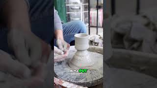 how to use a cutoff stick and string 🤪 repeat throwing off the hump on the pottery wheel [upl. by Imefulo656]