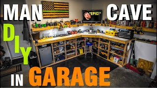 HOW TO BUILD A WORKBENCH FOR GARAGE  DIY Garage Workbench and Shelves [upl. by Huckaby]