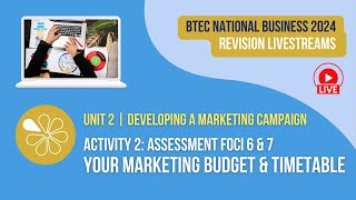 The Marketing Budget and Timetable AF 6amp7 for BTEC National Business Unit 2 [upl. by Genna983]