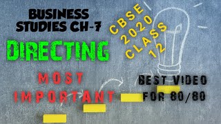 BUSINESS STUDIES CH 7 DIRECTING CLASS 12 CBSE 2020 MIMP [upl. by Mellen]