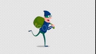 Cartoon Thief Run Motion Graphics [upl. by Einna]