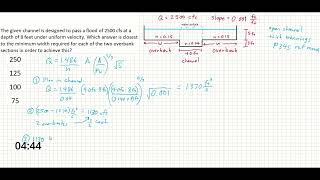 PE Exam Practice Problem 10 Water Resources  Mannings Equation  Open Channel Flow [upl. by Dahsar]